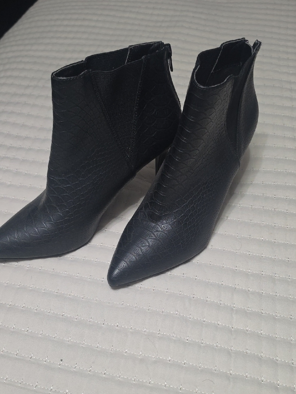 LFL by Lust for Life Black Pointed Toe Croc-Embossed Ankle Boots